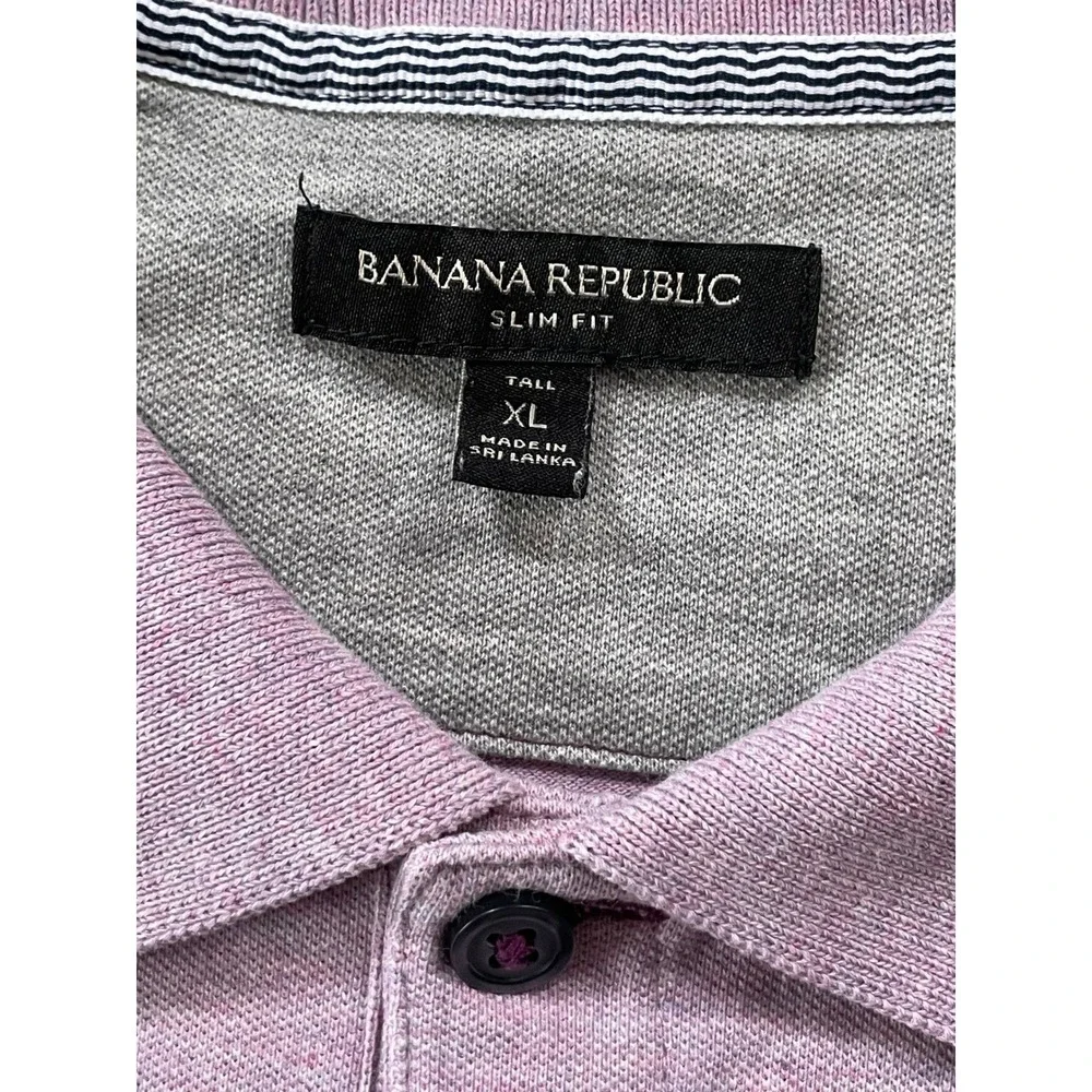 Banana Republic Mens Extra Large Tall Polo Shirt Purple Slim Fit‎ Elephant Logo